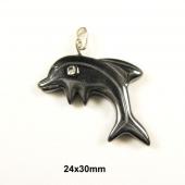 Hematite Dophin 24x30mm Pendant